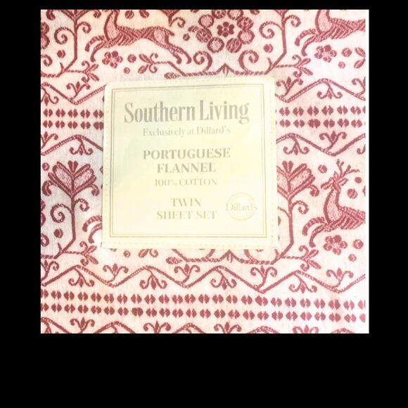 Christmas Portuguese Flannel Cotton Sheet Set Fair Isle Reindeer Southern Living - Picture 1 of 1